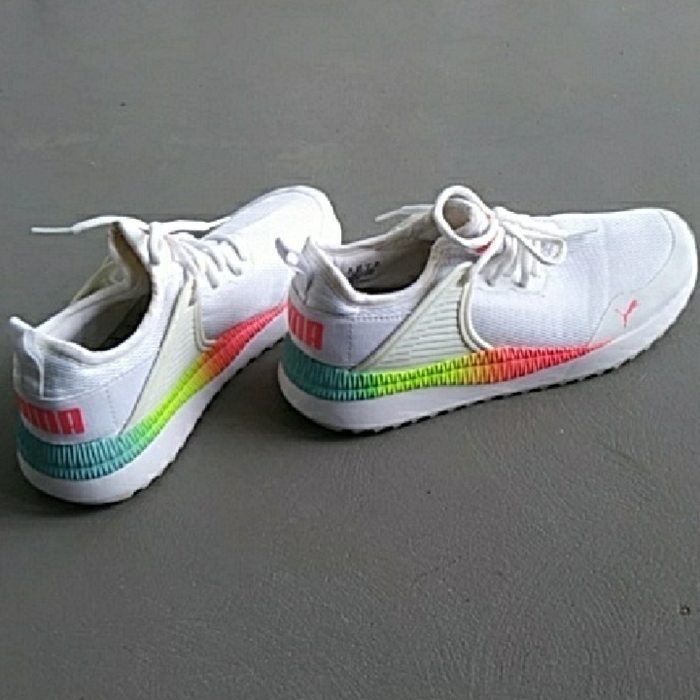 Puma Pacer Next Cage White and Rainbow Women's Sneakers Size 8 - Picture 9 of 10